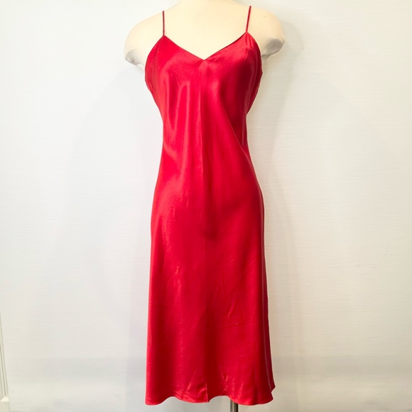 90s Victoria’s Secret Silk Cherry Red Vintage NWT NOS Midi Slip Dress M - Picture 6 of 9